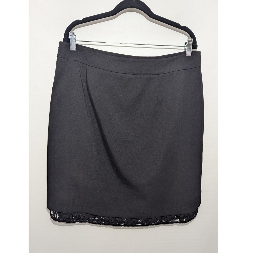 Ann Taylor Skirt Women 14 Black‎ Lace Trim Hem Mini Professional Career 313929